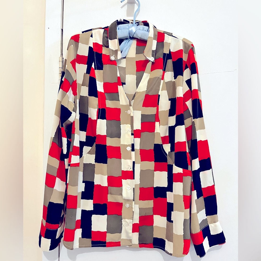 Ellen Tracy colorful Geometric Patterned Blouse